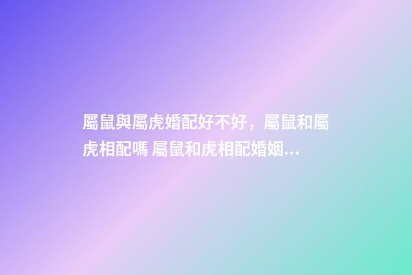 屬鼠與屬虎婚配好不好，屬鼠和屬虎相配嗎 屬鼠和虎相配婚姻如何，屬鼠和屬虎的婚配好嗎？-第1張-觀點-玄機派
